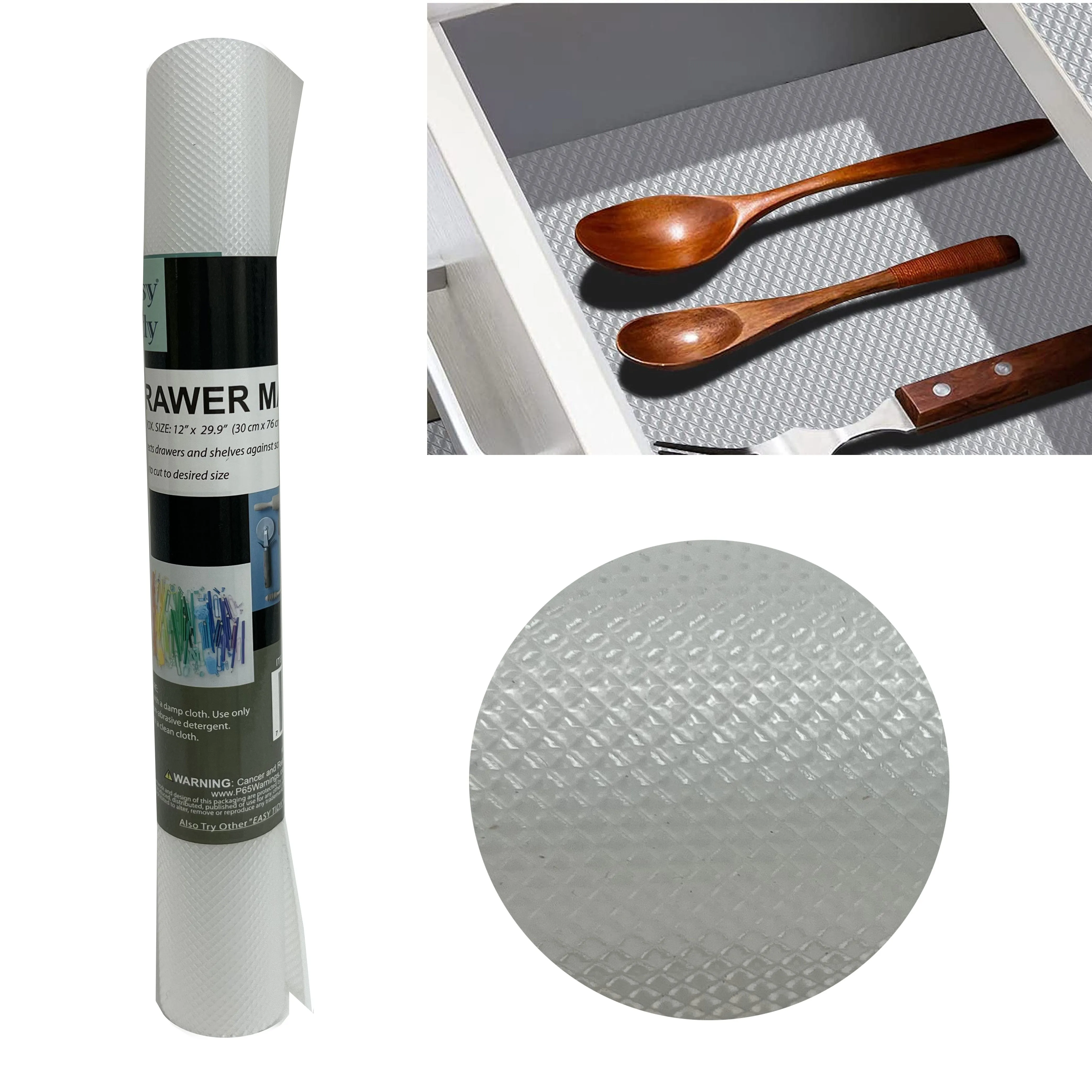 1 Roll Kitchen Drawer Liner Clear Shelf Mat Cover Non Slip Grip Tool Box 12"X30"