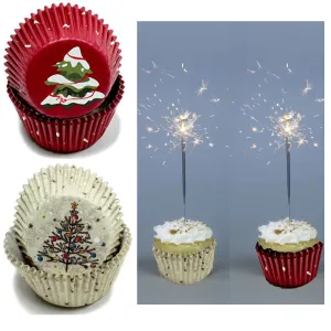100X Holiday Cupcake Liners Christmas Tree Cake Muffin Baking Cups Party Dessert