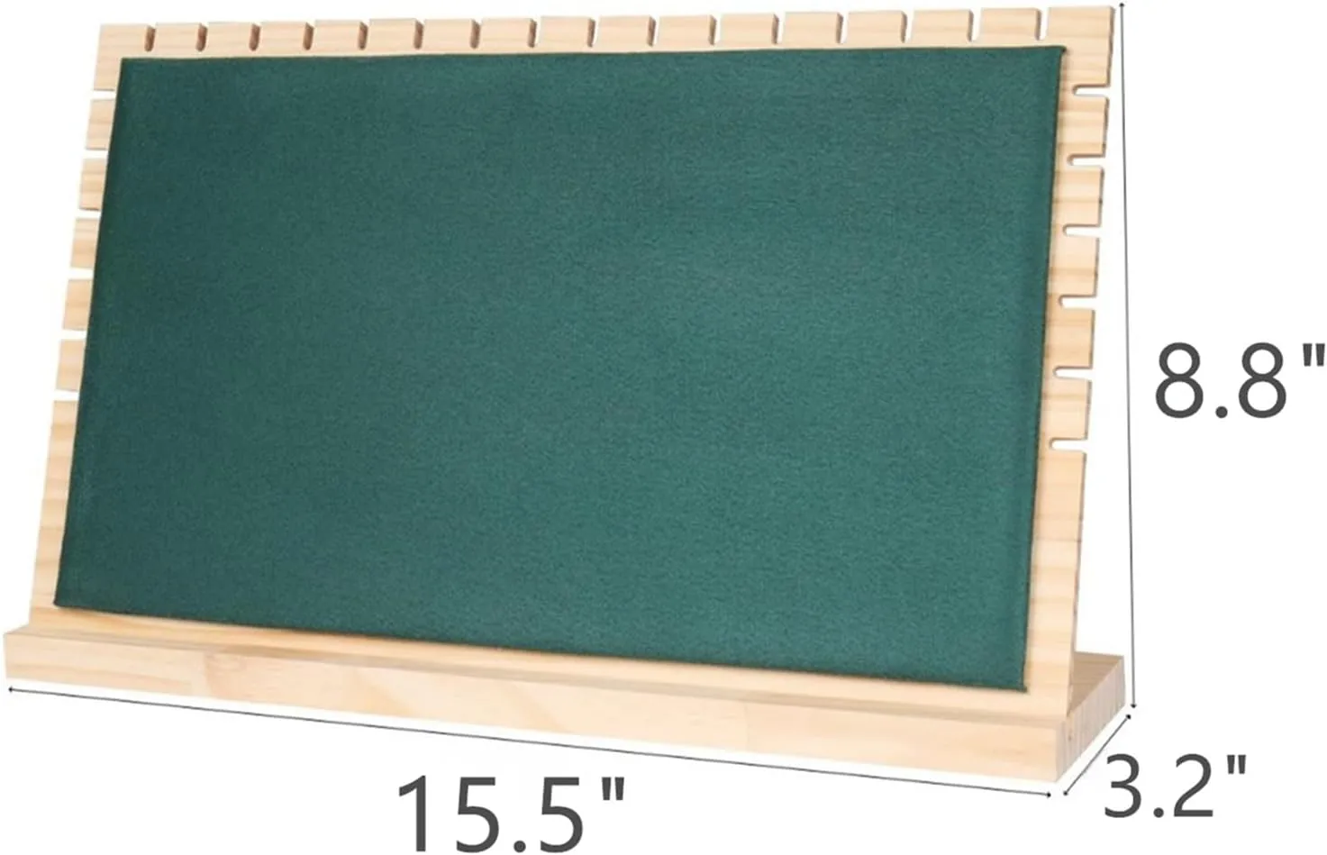 15.5" Horizontal Necklace Jewelry Display Stand with Flannelette Soft Mat Wood Necklace Pendant Chain Jewelry Tabletop Display Storage Holder for Vendors Exhibitor Craft Shows (1, Green)