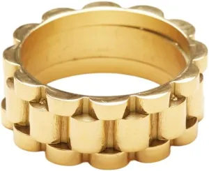 18K Gold Plated Belt Chain Ring, Gold Rings for Women, Stacking Rings, Gold Band Minimalist Style