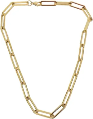 18K Gold Plated Titanium Thick Paperclip Chain Necklace, Minimalist Style, Bold Chunky Paper Clip Chain Necklace, Short Necklace, Never Tarnish