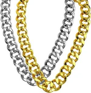 2 Pack Plastic Gold Chain Silver Chain, 36 Inch Plastic Chain Necklace Costume Gold Chain Rapper Men Costume Accessory for Party Bar