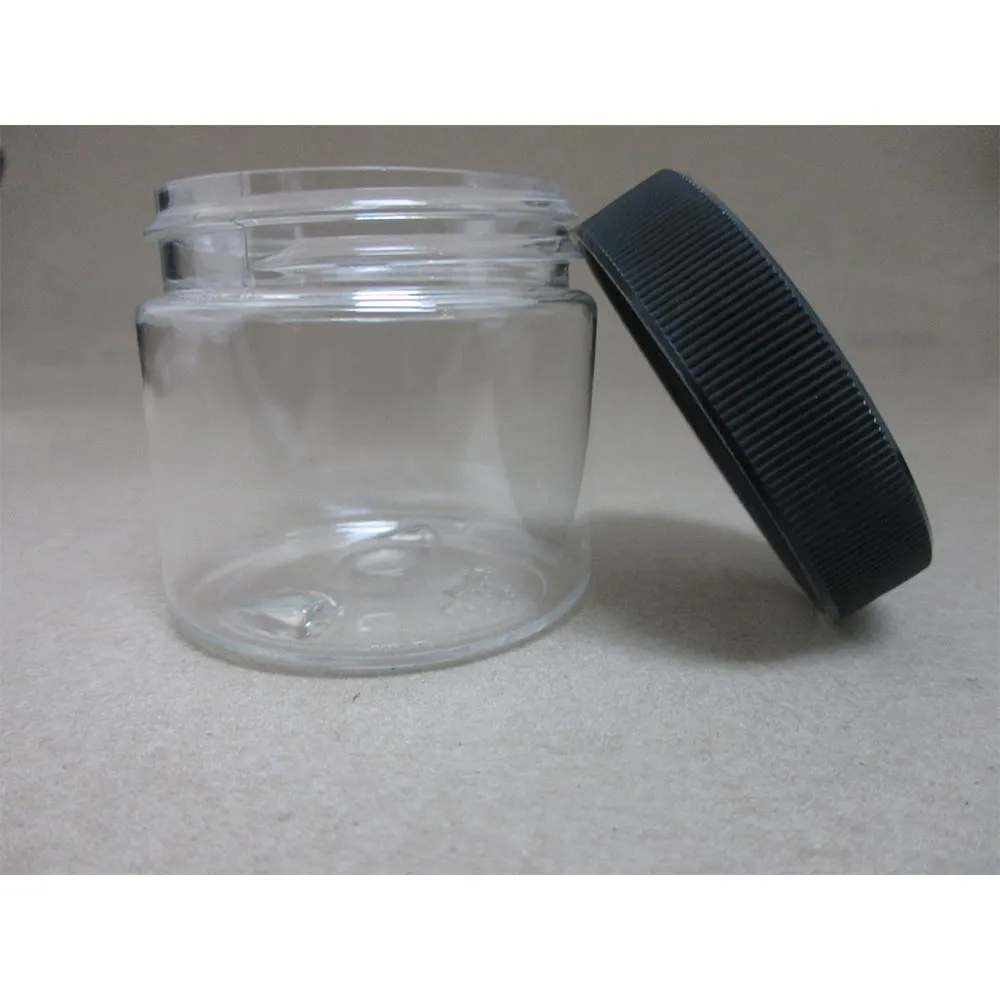 2 Pet Clear Plastic Jar 2 Oz Cream Container Pot Silver Lid Cap Cosmetic Travel