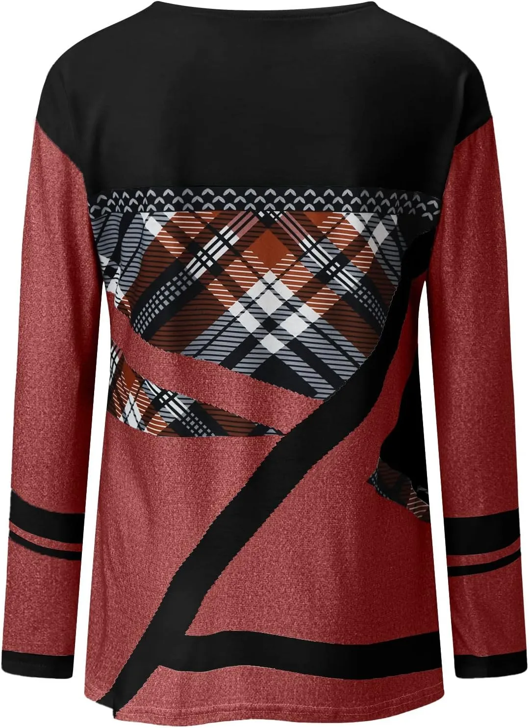 2024 Long Sleeve Shirts for Women Trendy Colors Blcok Winter Fall Tops Crewneck Loose fit Shirt Casual Dressy Blouses