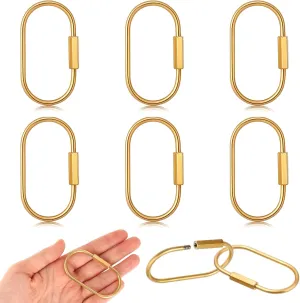 2.52 x 1.34 inches 6 Pcs Brass Screw Lock Keychain, Durable Brass Screw Lock Clip Key Chain Ring Durable Simple Brass Keychain Holder Brass Key Ring Simple Style Car keychain for Men Women Gold