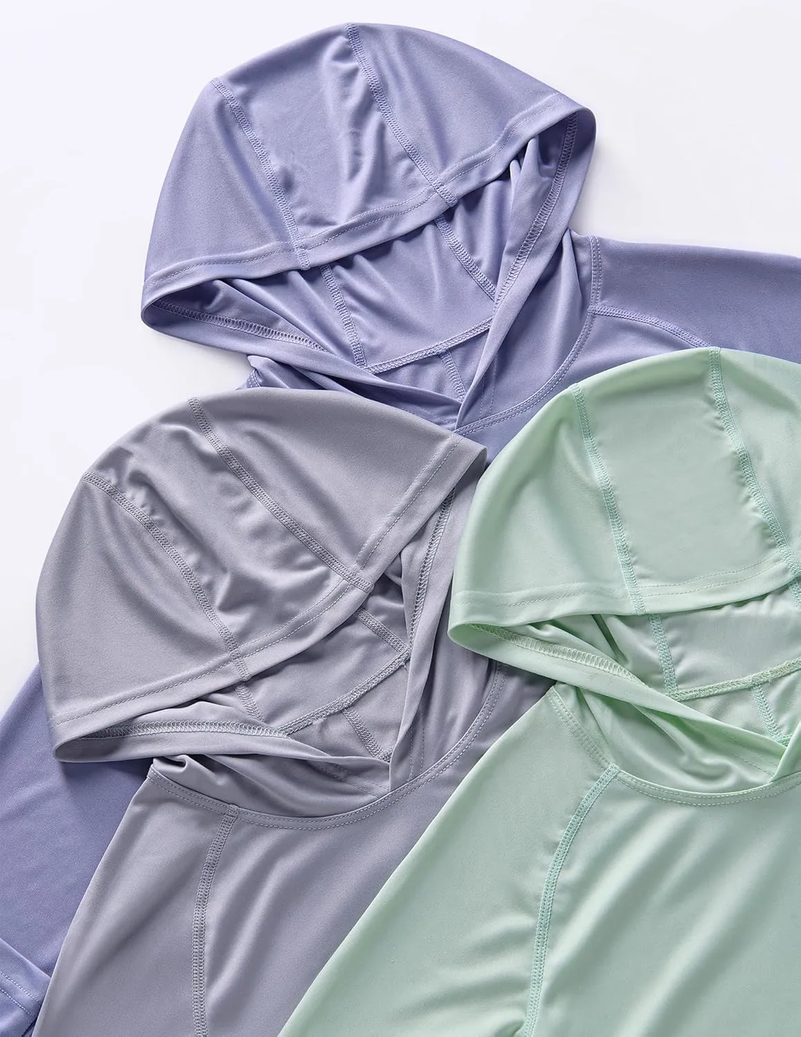 3 Pack: Women's Active Lightweight Long Sleeve Hoodies, UPF Sun Protection Pullover Shirts with Thumb Holes