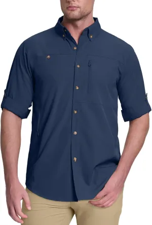 33,000ft Men's UPF 50  UV Protection Long Sleeve Hiking Shirts Breathable Quick Dry Fishing Shirts for Safari, Outdoor