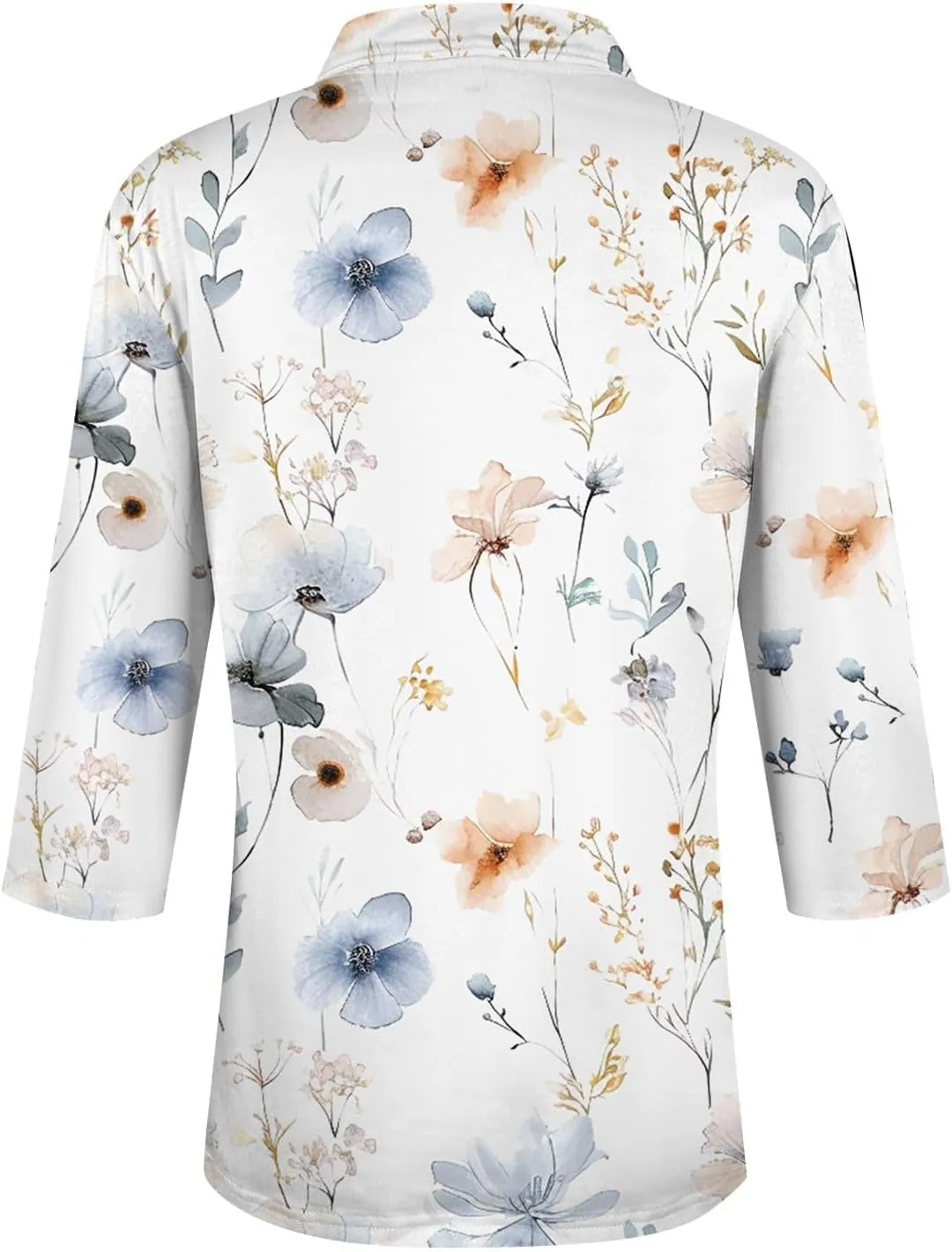 3/4 Length Sleeve Shirts for Women 2024 Trendy 1/2 Zipper Collar Lapel Tops Plain Color Tees Tunic Blouses Clothing