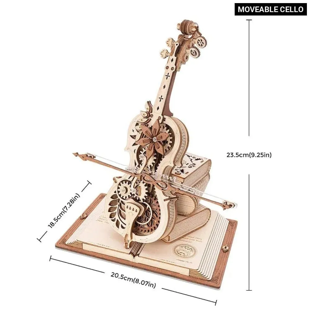 3d Wooden Puzzle Magic Cello Mechanical Music Box Moveable Stem Funny Creative Toys for Child