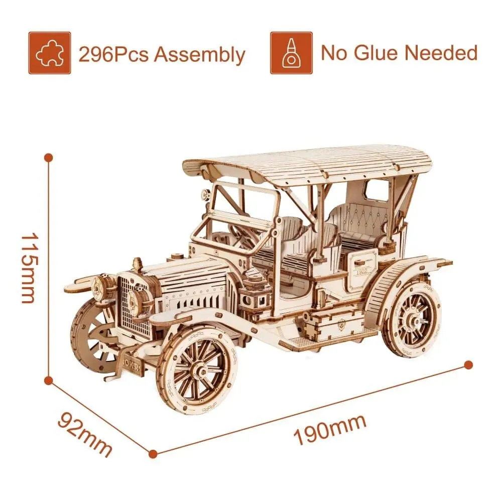 3d Wooden Puzzle Vintage Car for Kids Adults Easy Assemble Toys Children Building Block Kits