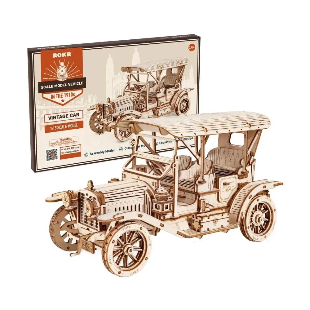 3d Wooden Puzzle Vintage Car for Kids Adults Easy Assemble Toys Children Building Block Kits
