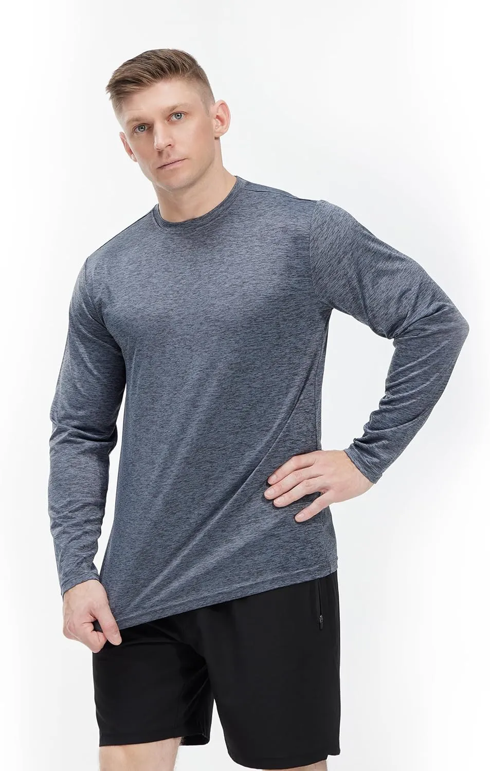 4 Pack Long Sleeve Shirts for Men Dry-Fit Moisture Wicking T-Shirts for Fishing Hiking Workout Gym