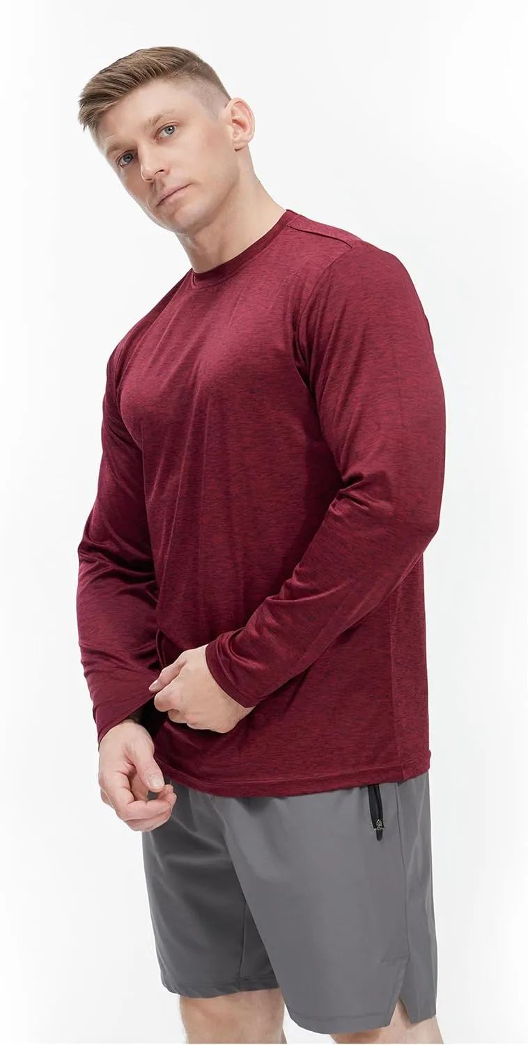 4 Pack Long Sleeve Shirts for Men Dry-Fit Moisture Wicking T-Shirts for Fishing Hiking Workout Gym