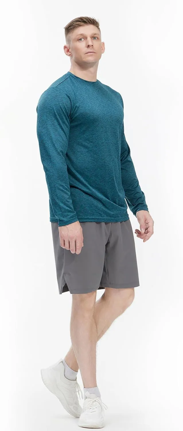 4 Pack Long Sleeve Shirts for Men Dry-Fit Moisture Wicking T-Shirts for Fishing Hiking Workout Gym