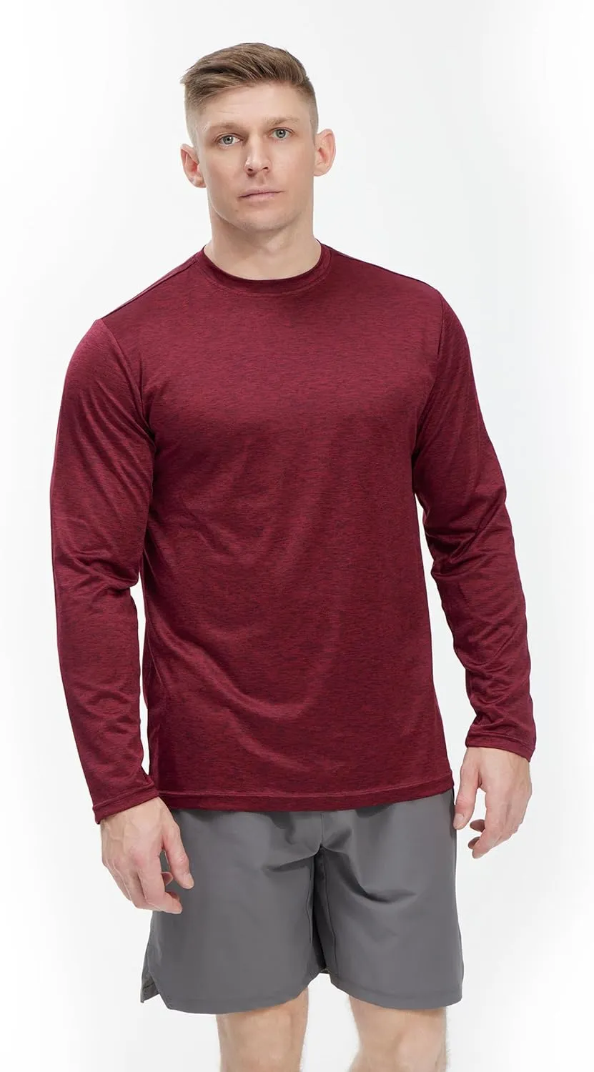 4 Pack Long Sleeve Shirts for Men Dry-Fit Moisture Wicking T-Shirts for Fishing Hiking Workout Gym