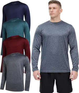 4 Pack Long Sleeve Shirts for Men Dry-Fit Moisture Wicking T-Shirts for Fishing Hiking Workout Gym