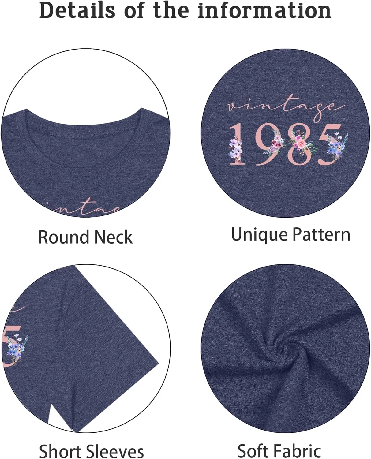 40th Birthday Shirts for Women Vintage 1985 T Shirts Retro Party Gifts Casual Short Sleeve Tee Tops