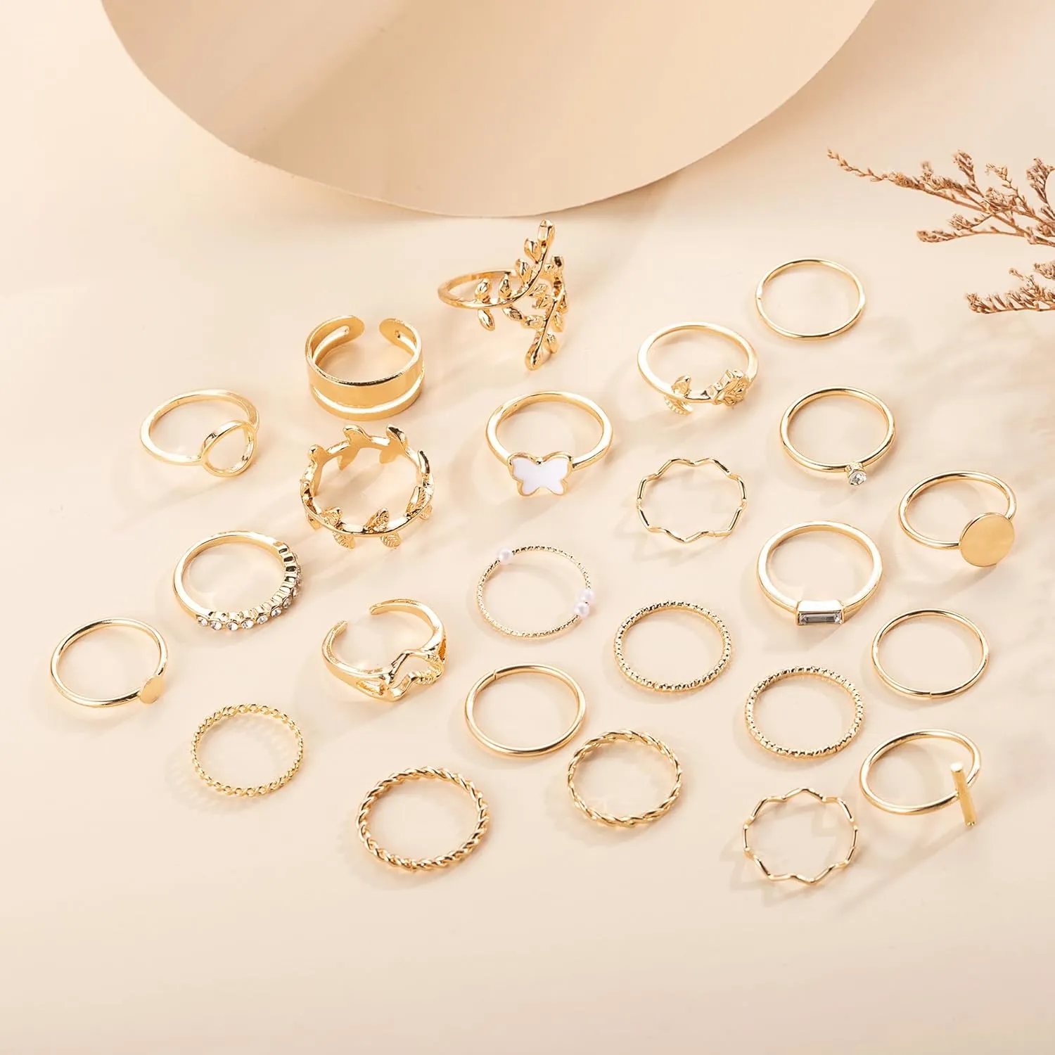 44pcs Chic Gold Knuckle Rings Set For Women,Vintage Stackable Dainty Simple Adjustable Silver Rings,Chunky Signet Cute Ring Pack Jewelry Gift