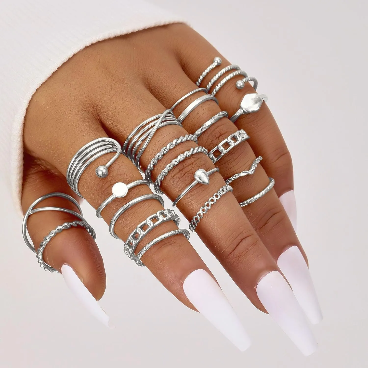 44pcs Chic Gold Knuckle Rings Set For Women,Vintage Stackable Dainty Simple Adjustable Silver Rings,Chunky Signet Cute Ring Pack Jewelry Gift