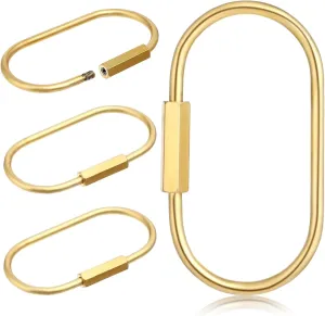 4pcs Screw Lock Keychain,Gold Key Ring,Brass Key Ring,Durable Brass Keychain Holder for Men and Women,Heavy Duty Car Keys Rings,Elegant Gold Keychains for Car Keys and Accessories