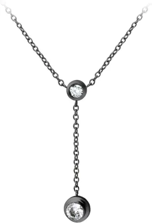 555Jewelry Womens Stainless Steel Lariat Y Drop Layer Round CZ Pendant Necklace