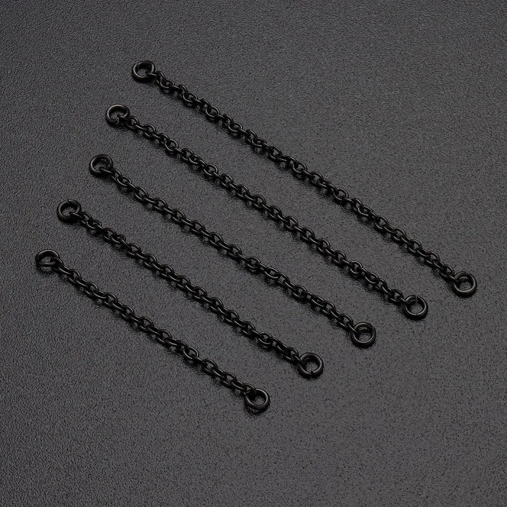 5PCS Nose Chain Stainless Steel Black Nose Ring Chain Piercing Across Nose Cross Heart Double Nose Nostril Jewelry for Women Men