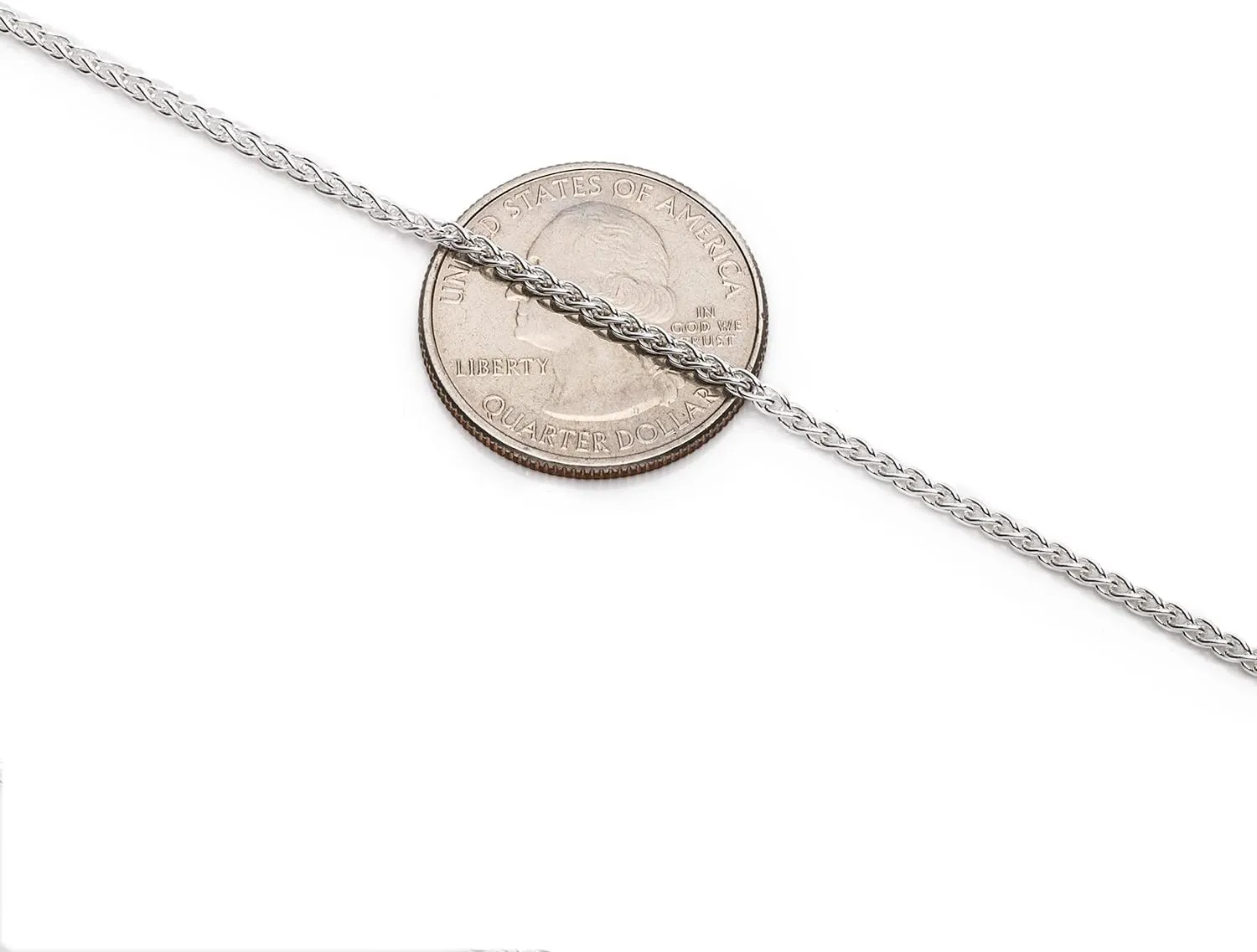 925 Sterling Silver Wheat Chain 2mm - Italian Spiga Sterling Silver Necklace Chain with Lobster Claw Clasp, Nickel Free 925 Silver Chain Necklace in lengths from 16-30 Inches