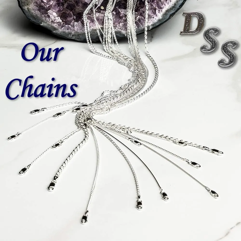 925 Sterling Silver Wheat Chain 2mm - Italian Spiga Sterling Silver Necklace Chain with Lobster Claw Clasp, Nickel Free 925 Silver Chain Necklace in lengths from 16-30 Inches