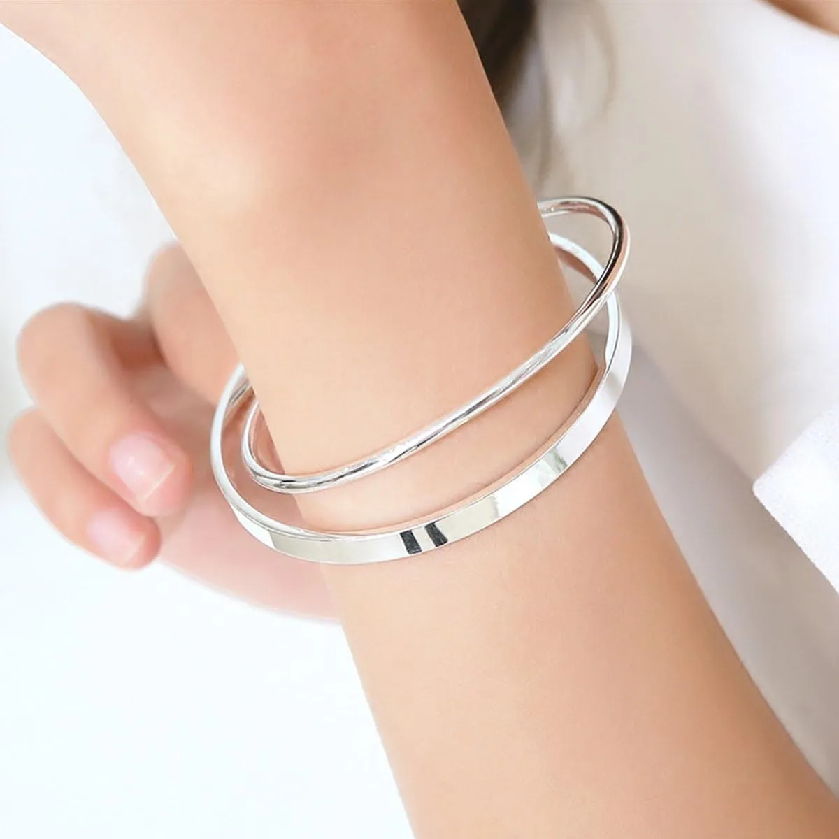 990 Solid Sterling Silver Polished and Rough Twisted Bangle Bracelet for Women | Silver Bracelets for Women | 925 Sterling Silver Bracelets for Women | Jewelry Bracelets | Ladies Jewelry
