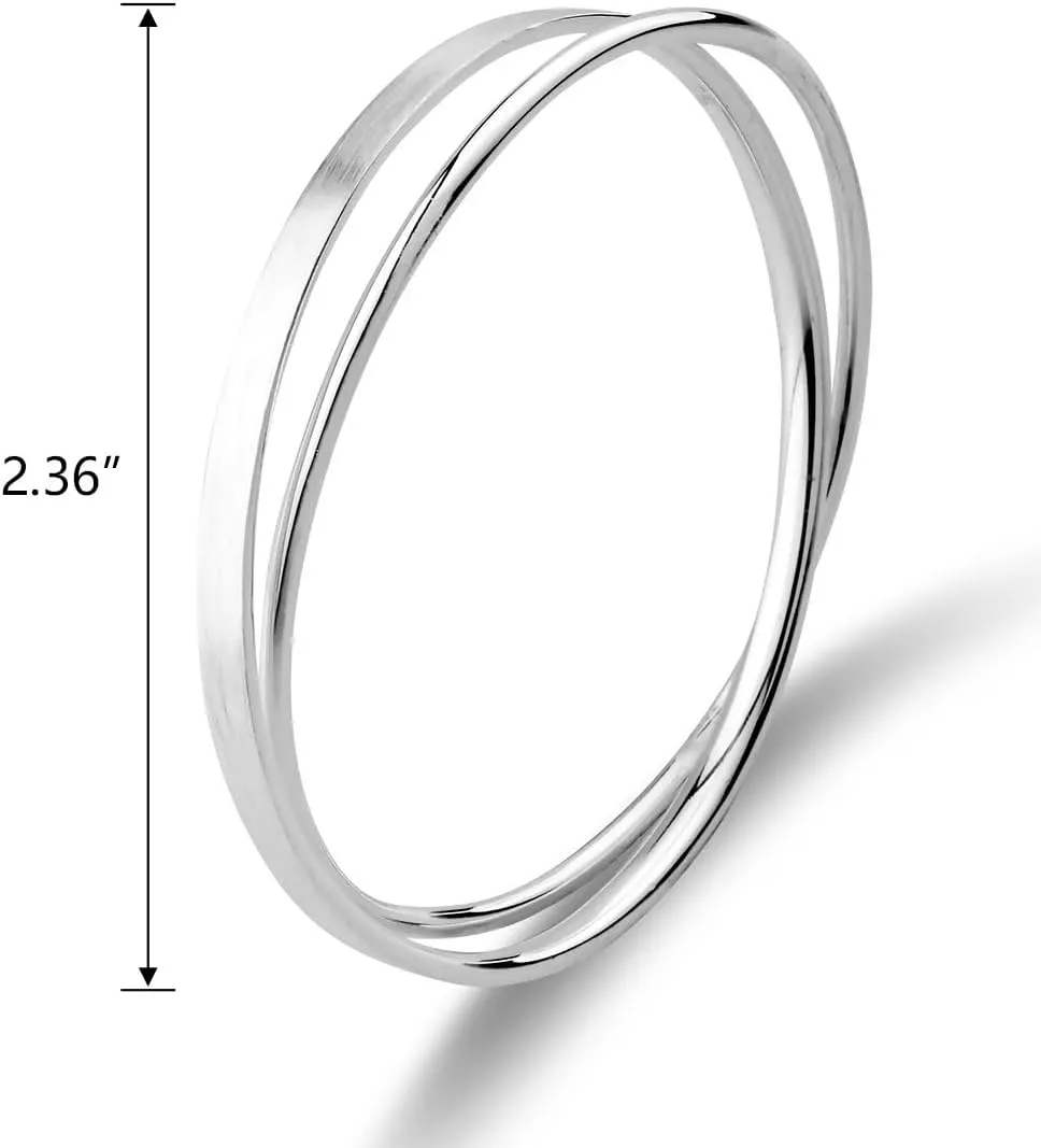 990 Solid Sterling Silver Polished and Rough Twisted Bangle Bracelet for Women | Silver Bracelets for Women | 925 Sterling Silver Bracelets for Women | Jewelry Bracelets | Ladies Jewelry