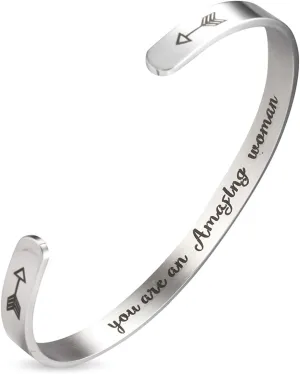 A N KINGPiiN Inspirational Bracelets for Women Inspirational Gift for Women, Men Motivational Birthday Cuff Bangle Friendship Personalized Mantra Jewelry Come Gift Box