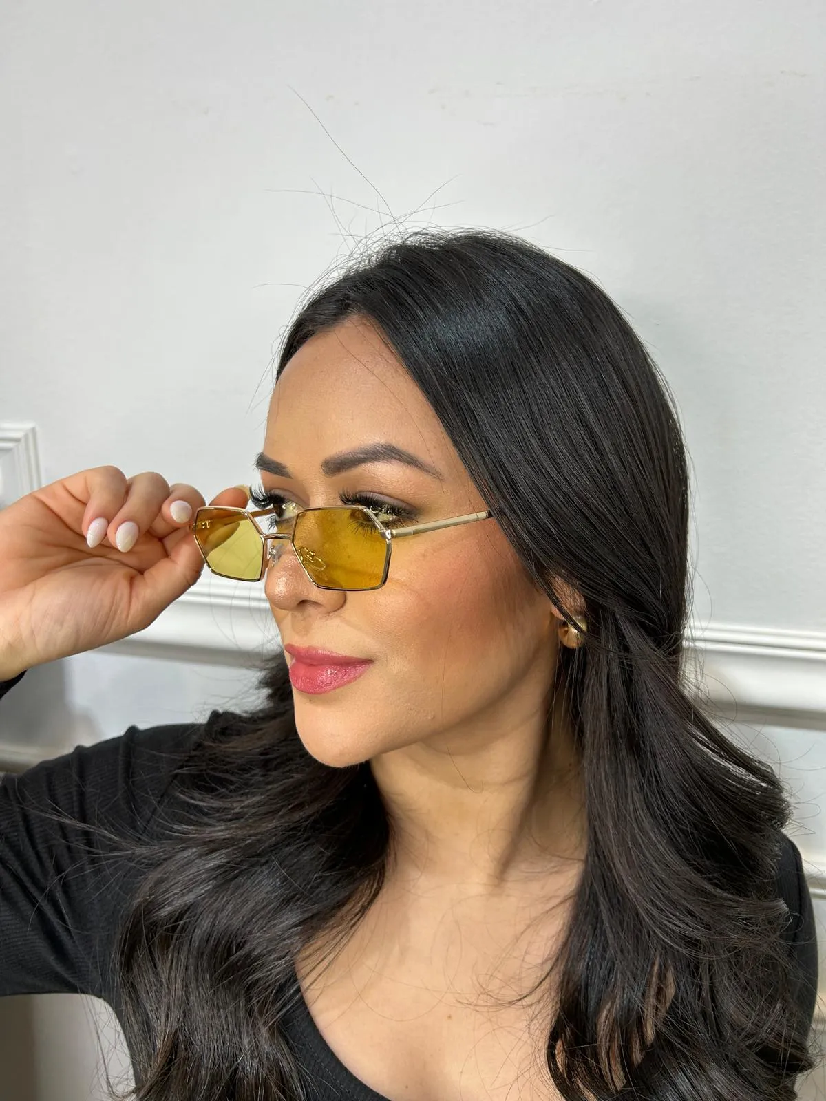 Agatha - Golden Yellow Hexagon Sunglasses