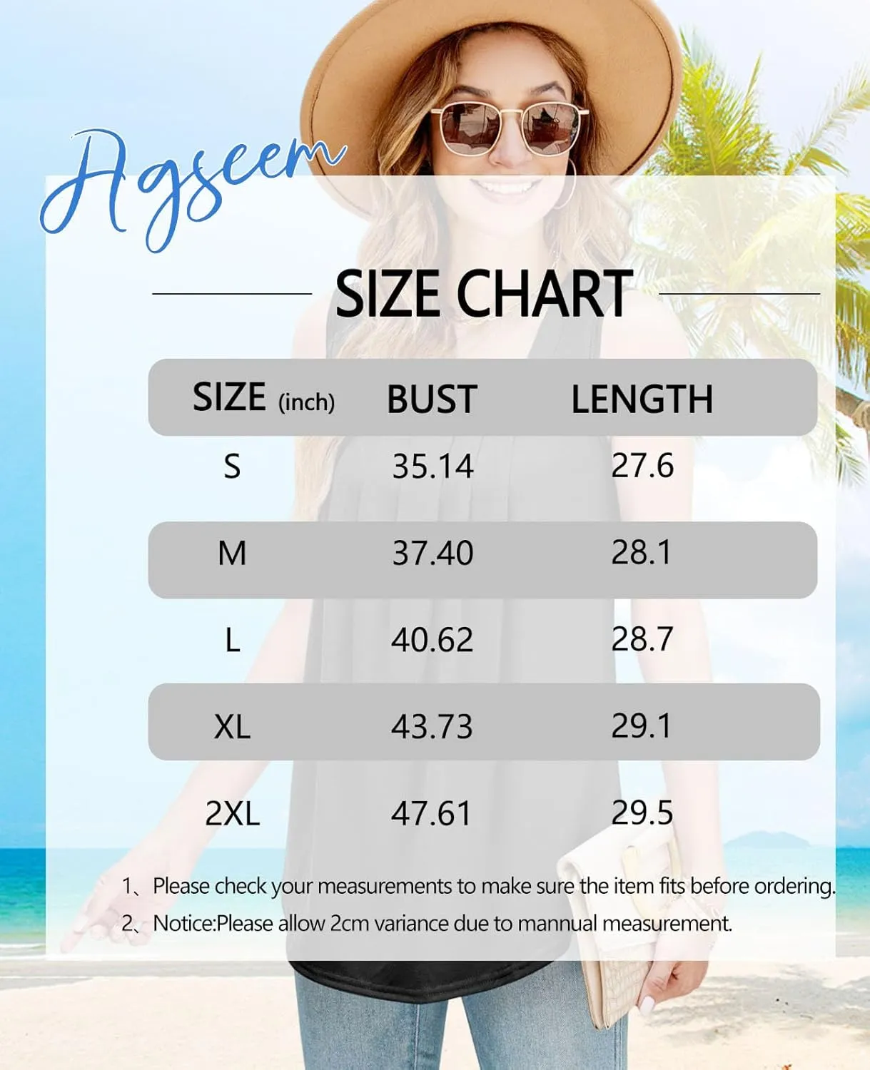 AGSEEM Summer Tank Tops for Women Loose Fit Pleated Square Neck Sleeveless Tops Curved Hem Flowy