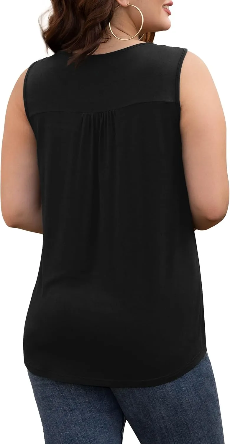 Ahlaray Women's Plus Size Summer Tops Short Sleeve Shirts Lace Pleated Tunic Tops Blouses M-4XL