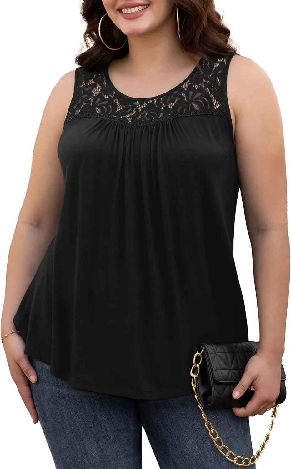 Ahlaray Women's Plus Size Summer Tops Short Sleeve Shirts Lace Pleated Tunic Tops Blouses M-4XL