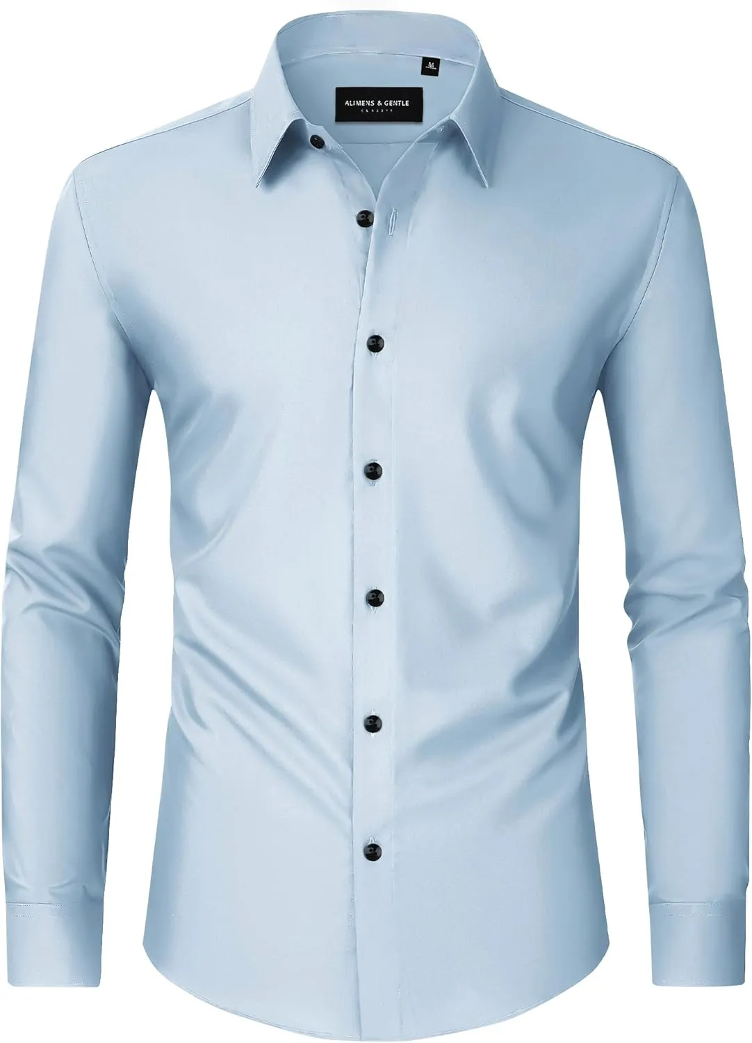 Alimens & Gentle Mens Dress Shirts Long Sleeve Wrinkle-Free Formal Shirts Wedding Dating Business Casual Button Down Shirt