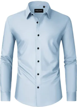 Alimens & Gentle Mens Dress Shirts Long Sleeve Wrinkle-Free Formal Shirts Wedding Dating Business Casual Button Down Shirt