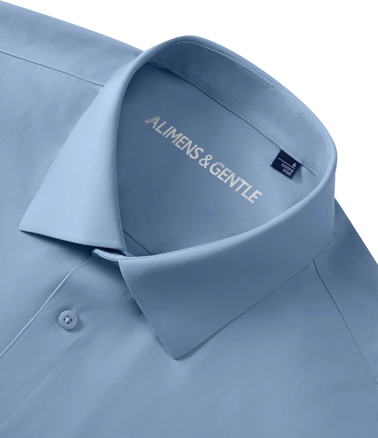 Alimens & Gentle Stretch Mens Dress Shirts Slim Fit Long Sleeve Casual Skinny Muscle Fit Wrinkle Free Button Down Shirt