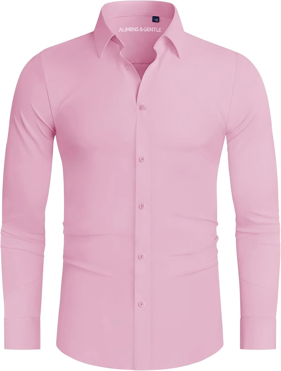 Alimens & Gentle Stretch Mens Dress Shirts Slim Fit Long Sleeve Casual Skinny Muscle Fit Wrinkle Free Button Down Shirt