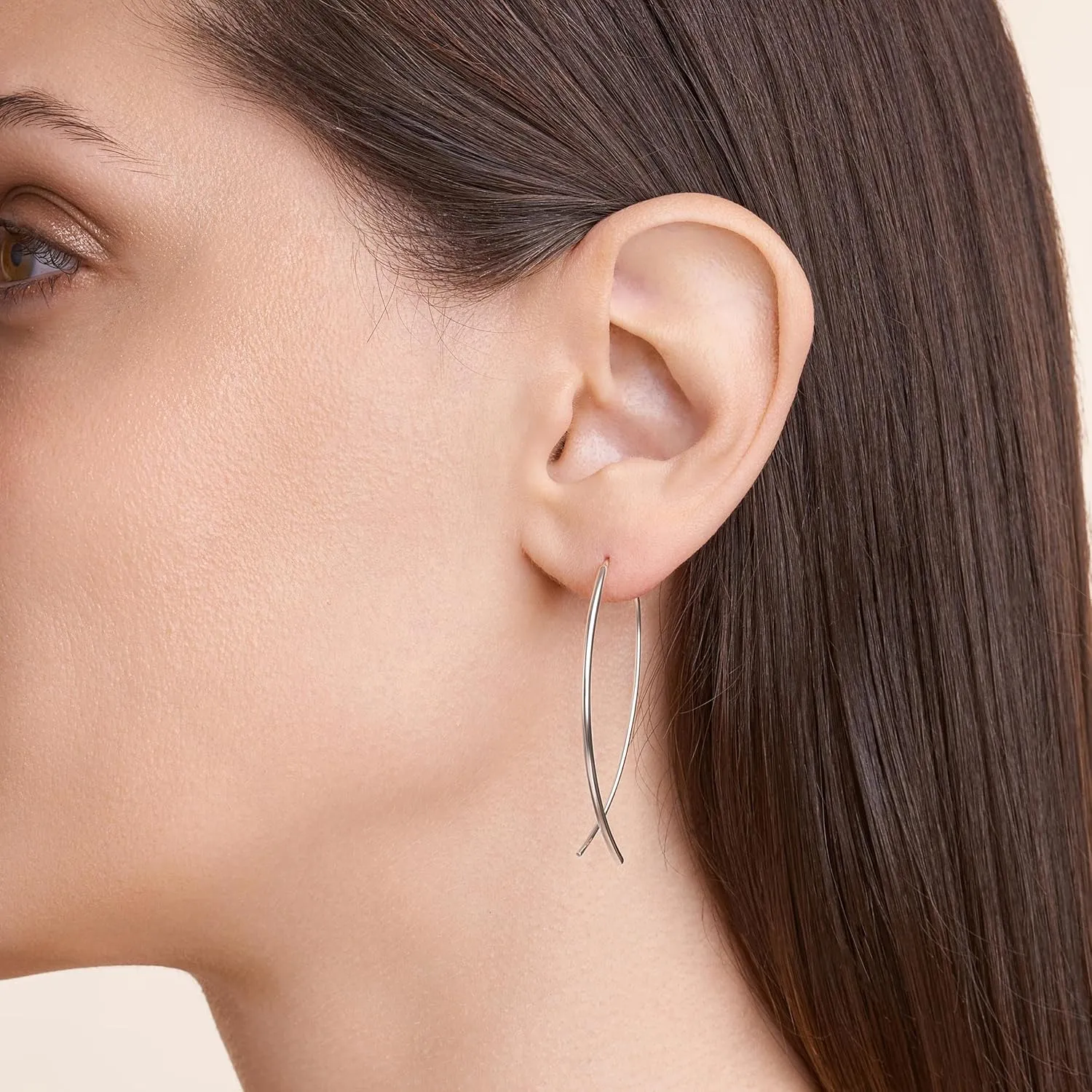 Amazon Essentials 14k Rose Gold Plated Sterling Silver Hard Wire Threader Earrings (previously Amazon Collection)