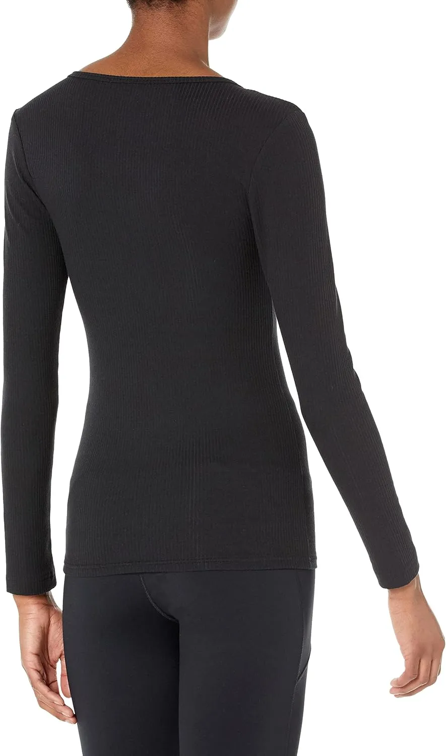 Amazon Essentials Women's Fitted Long Sleeve Shirt, Slim-Fit - Layering Knit Rib V-Neck, Pack of 2