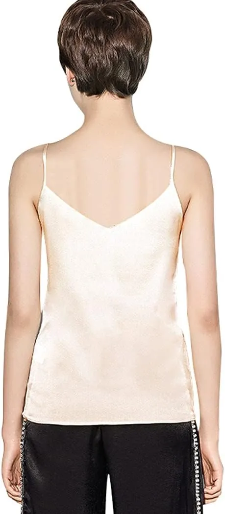 Anbenser Silk Tank Tops for Women Satin Camisoles V Neck Spaghetti Strap Cami Sleeveless Blouses 4 Pack