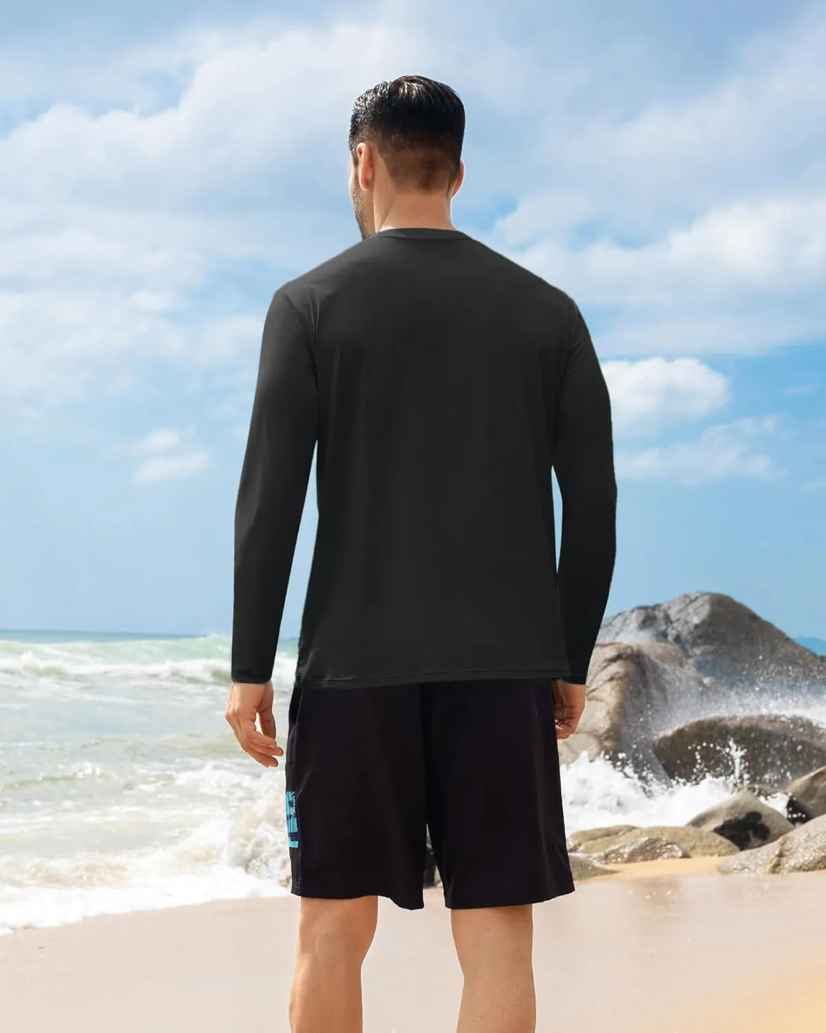 Angel season Men's Rash Guard Shirts UPF 50  Long Sleeve Swim Shirts Quick Dry UV Sun Protection Lightweight