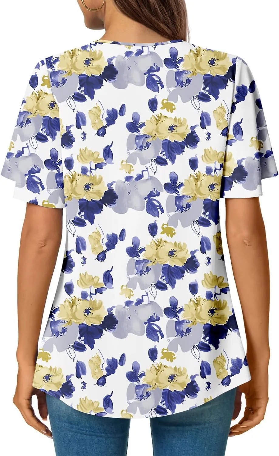 Angerella Womens Summer Dressy Casual Blouses Short Sleeve V Neck T-Shirts Tunic Tops for Leggings