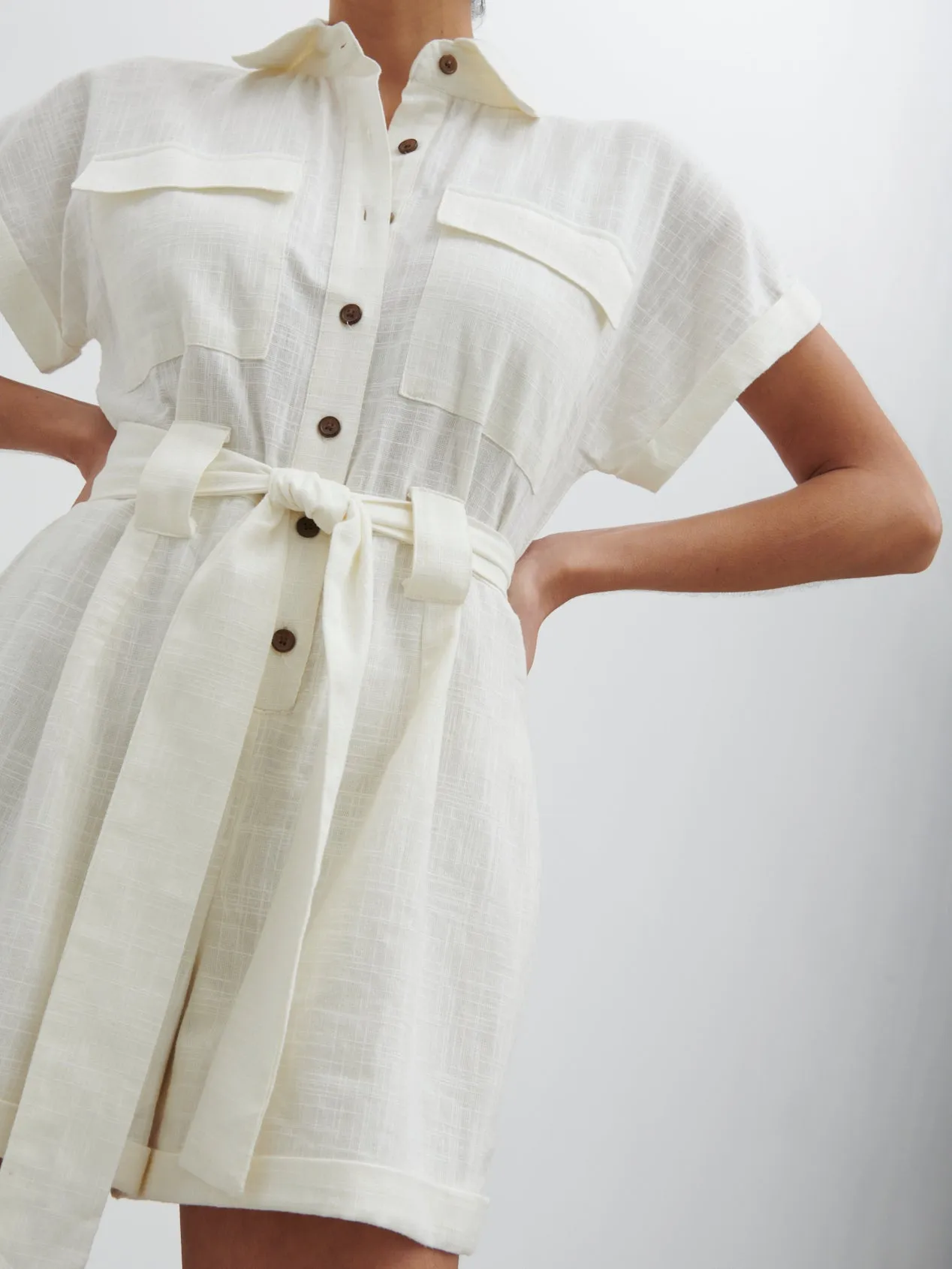 Anica Utility Playsuit - Cream