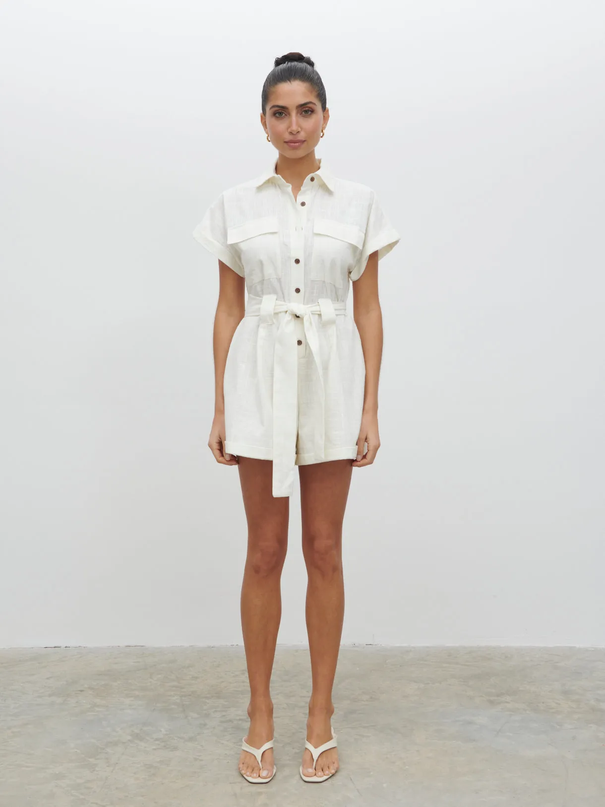 Anica Utility Playsuit - Cream