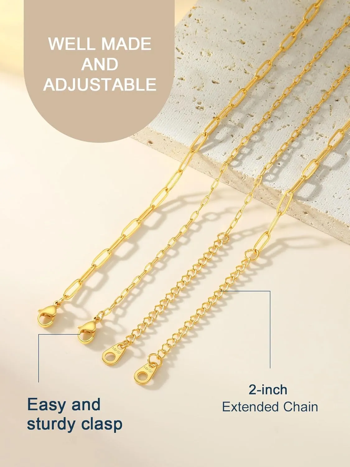 Ankle Bracelets for Women,14K Gold/Steel/Black Plated Stainless Steel Paperclip/Cuban Link/Figaro Chain Anklets for Women Waterproof,Trendy Dainty Layered Anklet Chain Sets for Ladies Wife Beach Jewelry Gifts Adjustable 8.5 inches 5cm