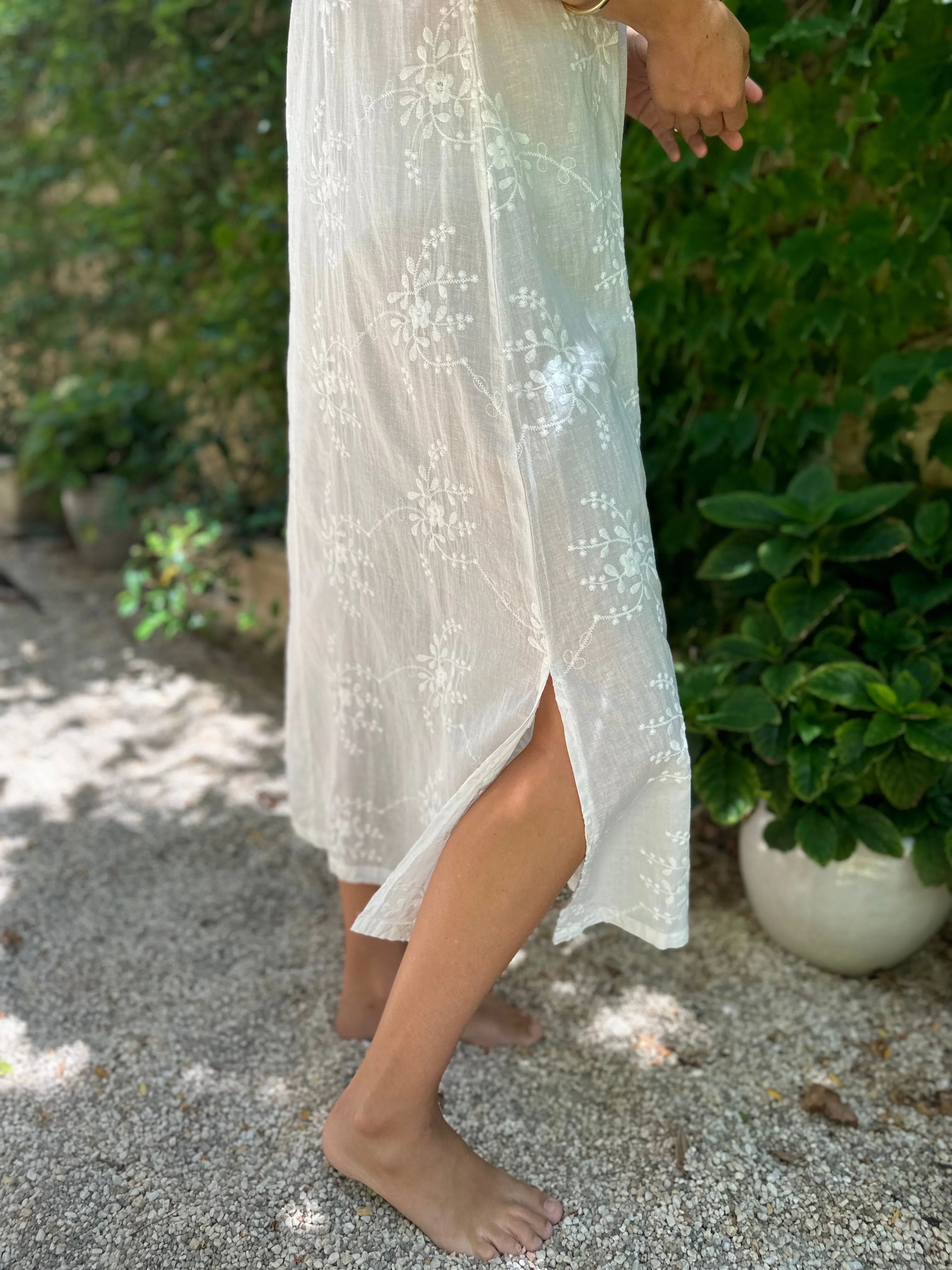 Antibes Embroidered Cotton Dress Vine