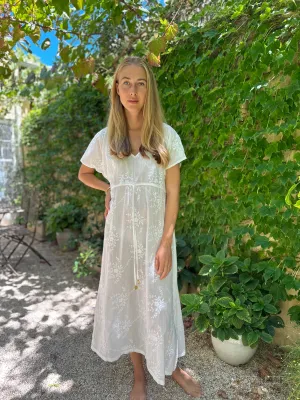 Antibes Embroidered Cotton Dress Vine