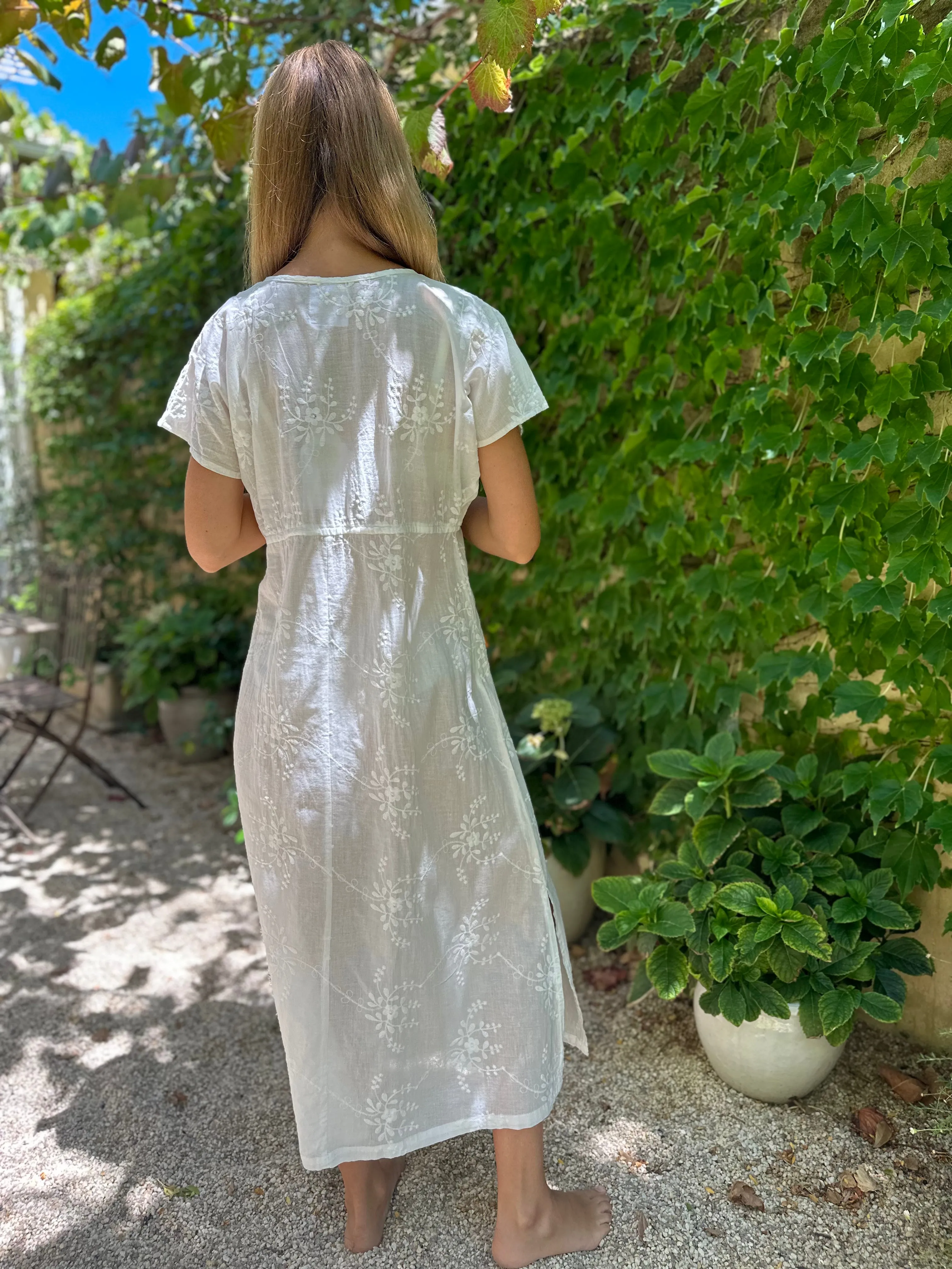 Antibes Embroidered Cotton Dress Vine
